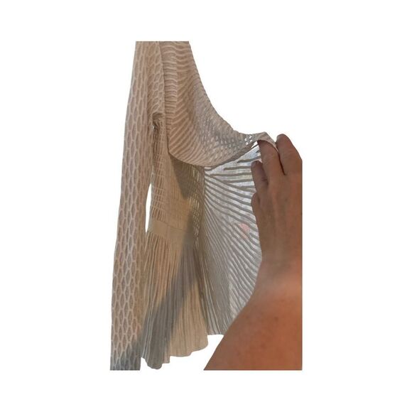 Long Sleeve Pointelle Peplum Sweater Cardigan - Picture 5 of 9